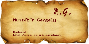 Munzár Gergely névjegykártya